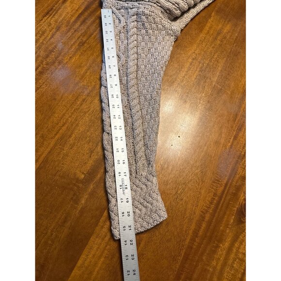 Handmade Irish Cable Knit Wool Cardigan Sweater With Button Front  Large  Beige - Picture 7 of 11